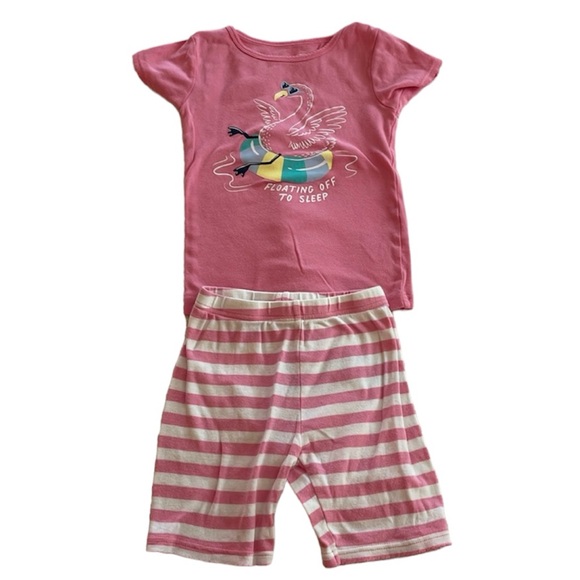 Carter's Other - CARTERS UGC Girls Size 7 pink pajama striped set short sleeve flamingo 🦩